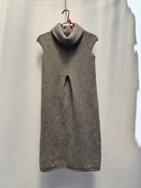 Alpha Massimo Rebecchi 90s Minimalist Sleeveless Pleated Knit Dress Gray Wool